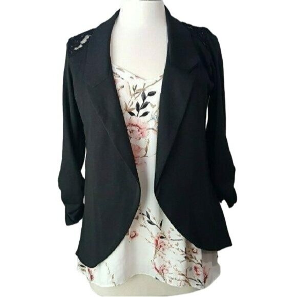 MOA MOA‎ Black Blazer with Lace Back Detail Women's Size S - Picture 3 of 8